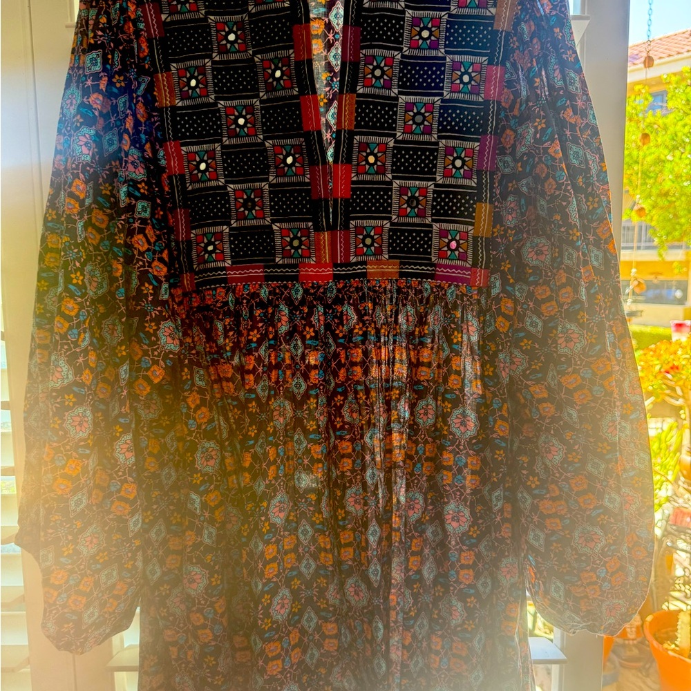 short long sleeve multi colored long sleeve dress